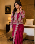 New Super Trending Embroidery cording work ready to wear saree with full Koti