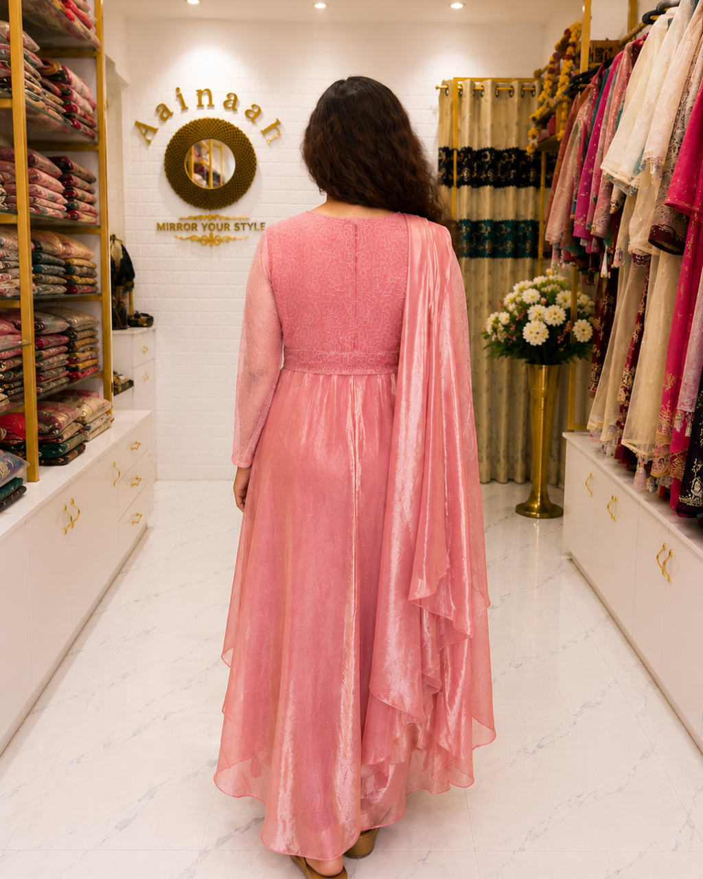 Tissue Silk  Anarkalia, Duppta and Belt Set