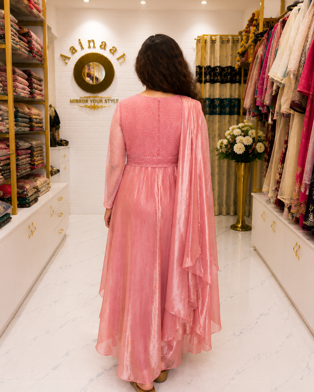 Tissue Silk  Anarkalia, Duppta and Belt Set