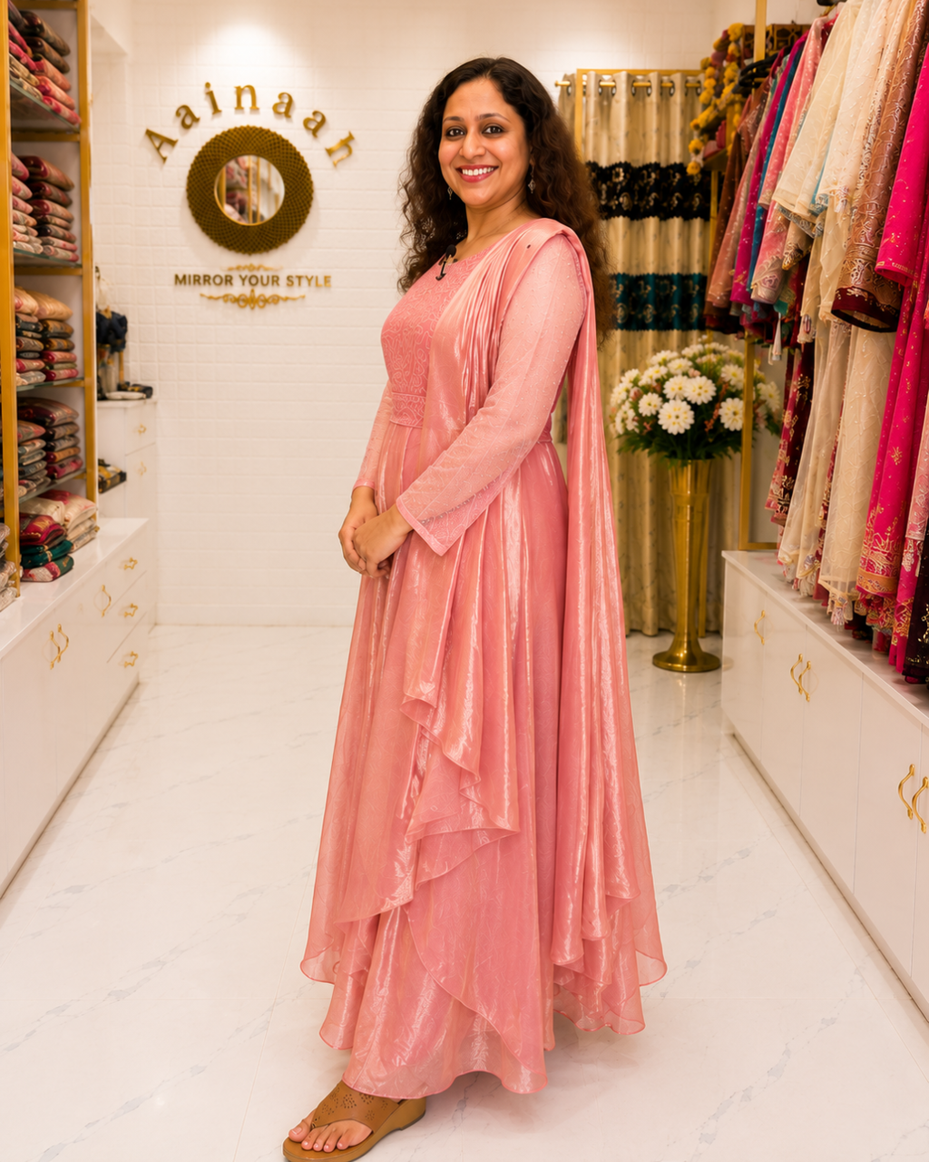 Tissue Silk  Anarkalia, Duppta and Belt Set