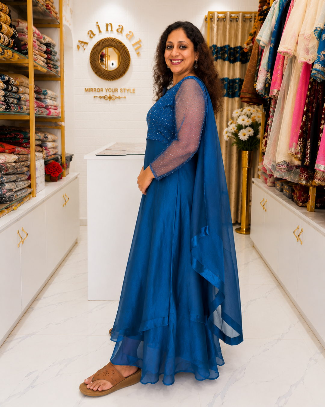 Tissue Silk  Anarkalia, Duppta and Belt Set