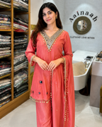 Gajri Semi Patiala Mirror Suit