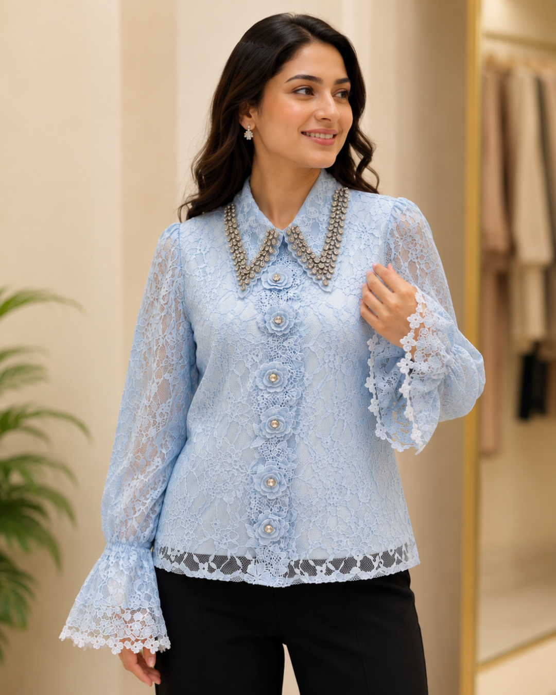 Imported Sworski Rose Top