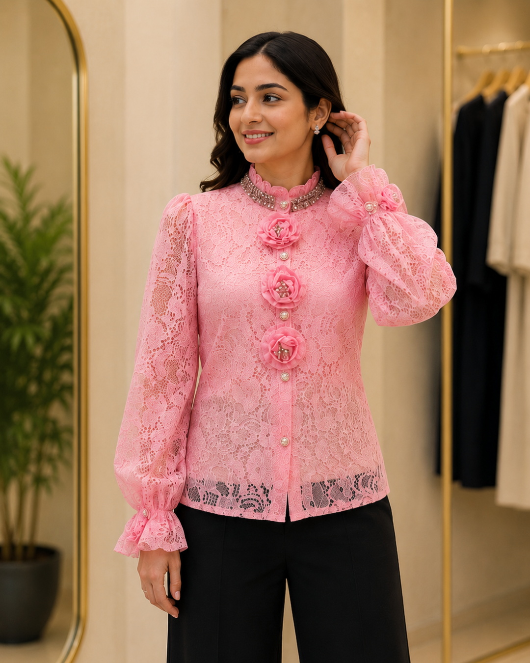 Imported Sworski Rose Top