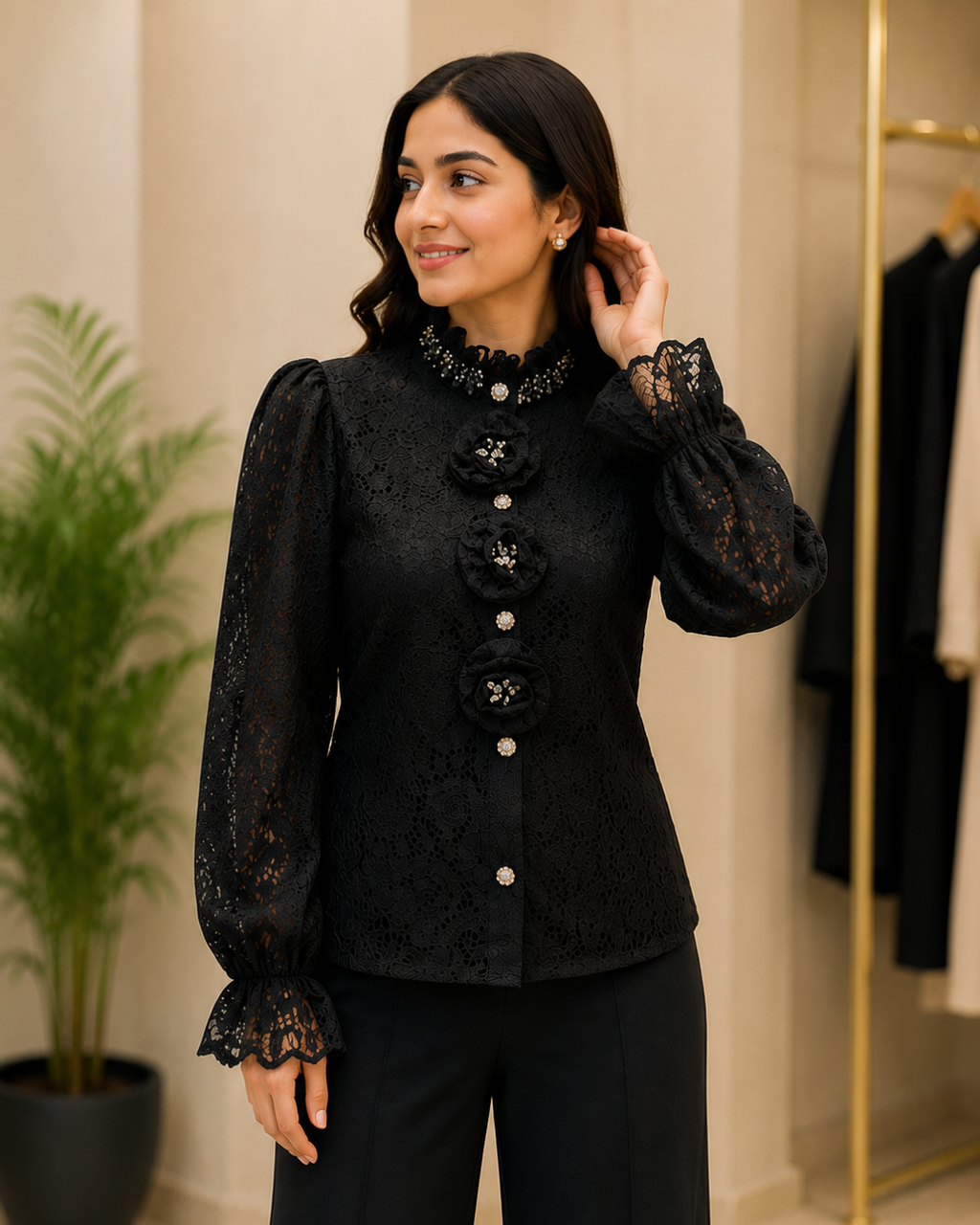 Imported Sworski Rose Top