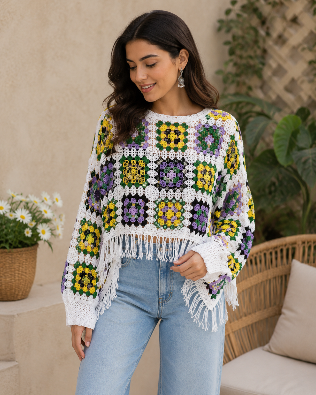 Imported Fabric Knitted Croatia Crop Top- Design 1