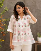 Imported Fabric Western Top With Embroidery