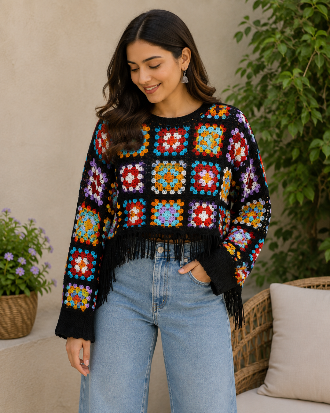 Imported Fabric Knitted Croatia Crop Top- Design 1