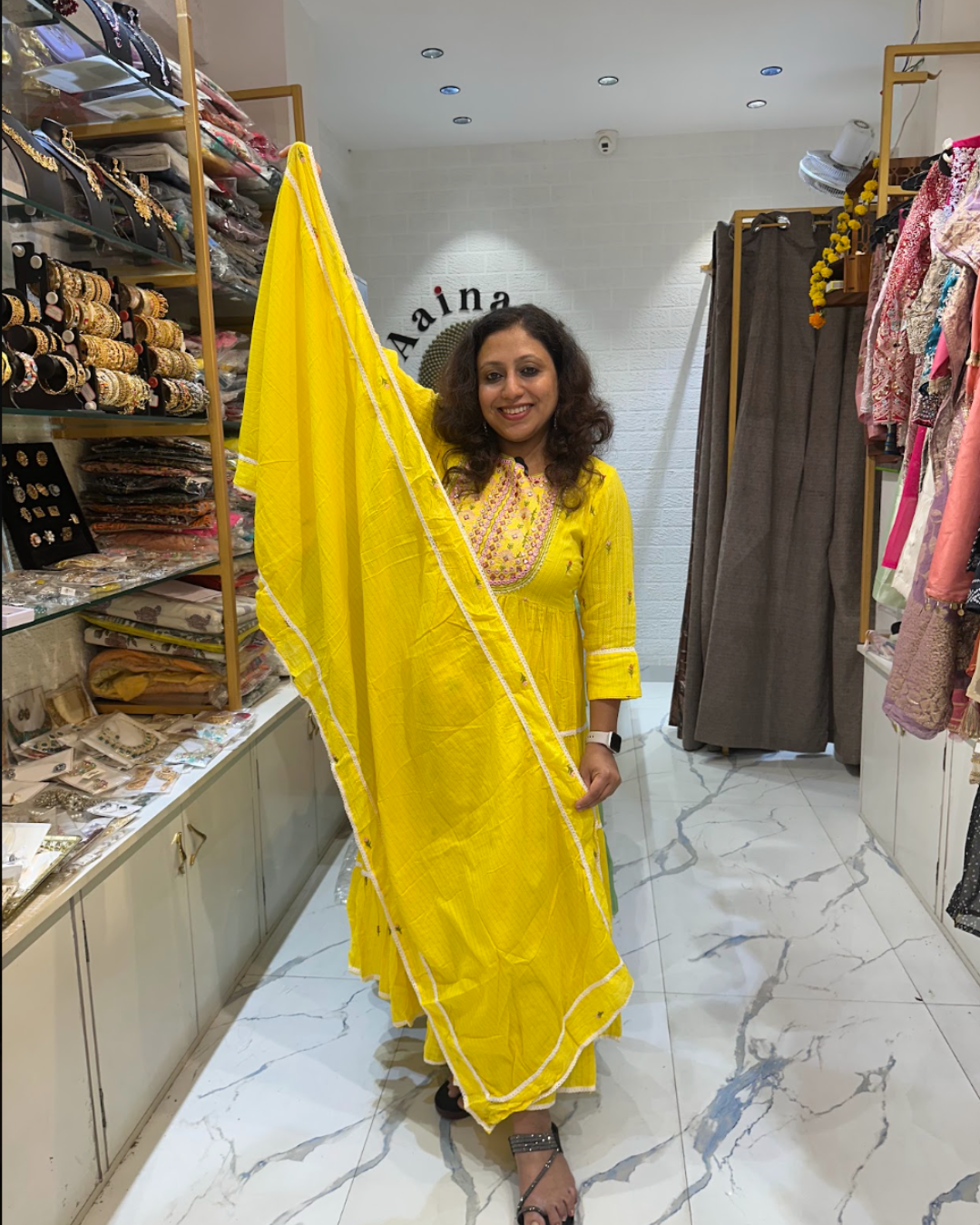 Lurex Cotton Anarkali Suit