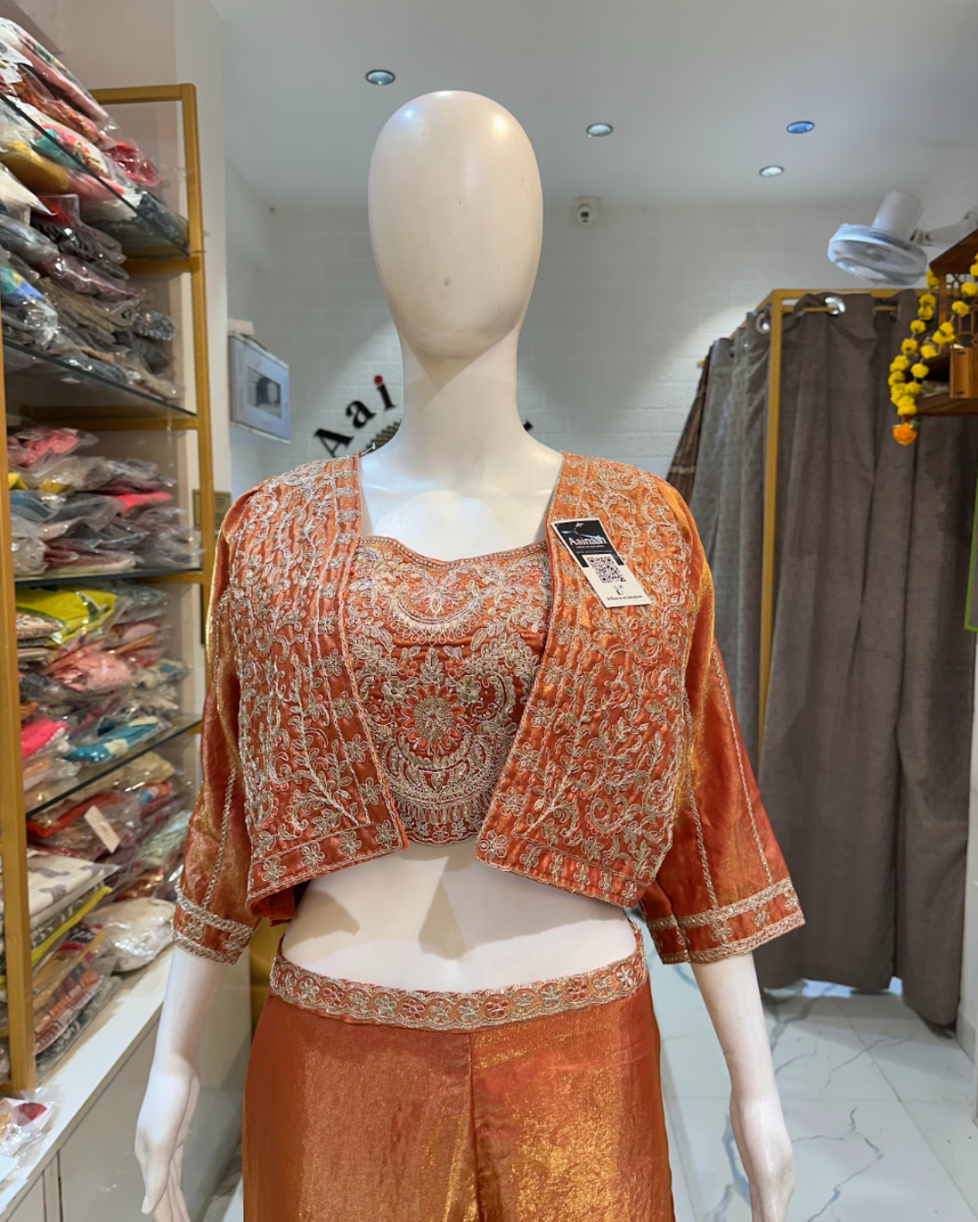 Indo Western Jacket Top, Sharara & Crop Set Dress- Sleeves Separate
