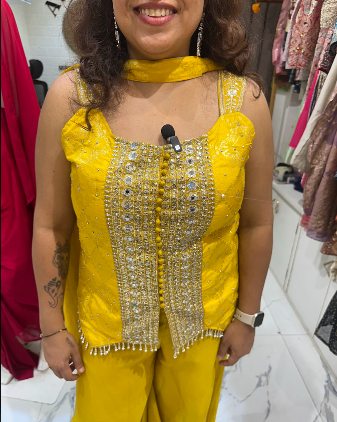 Indo Western - Sharara Top and Duppata Set - Sleeves Separate
