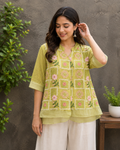 Imported Fabric Western Top With Embroidery
