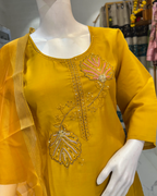Ruby Silk suit with Embroidery - Yellow