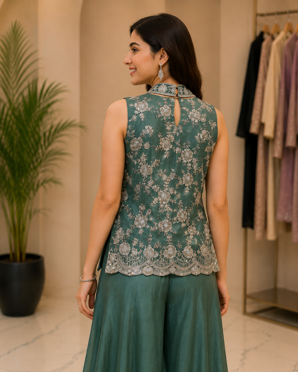 Jardozi Handwork Sharara Indo Western ( Sleeves separate)