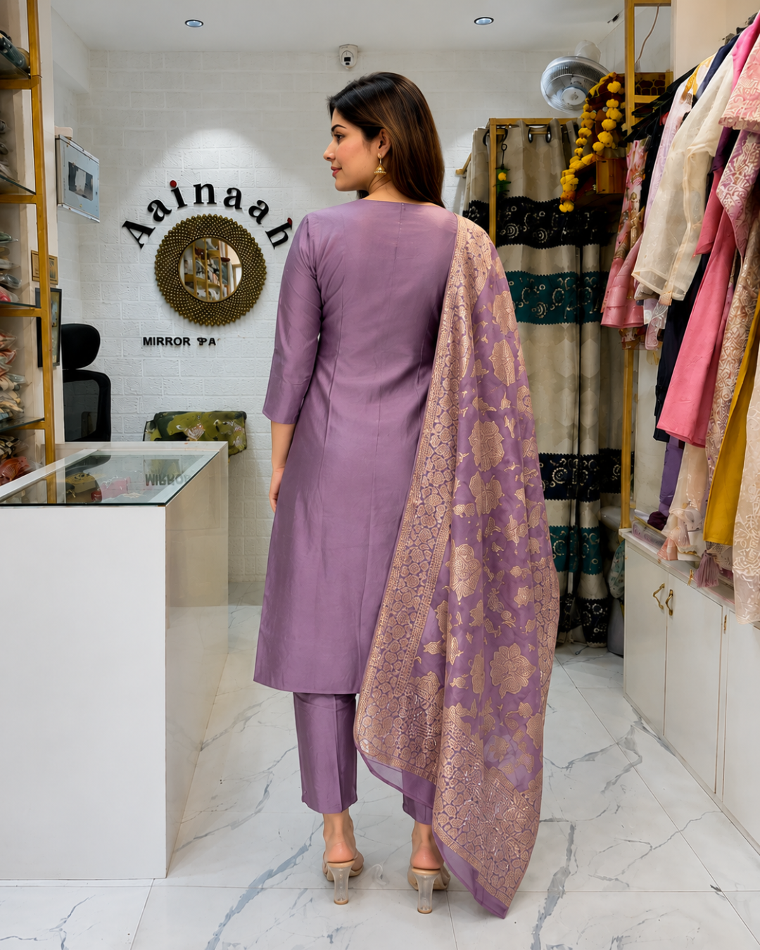 Chinon Silk Suits with Embroidery and Banarsi Duppatta