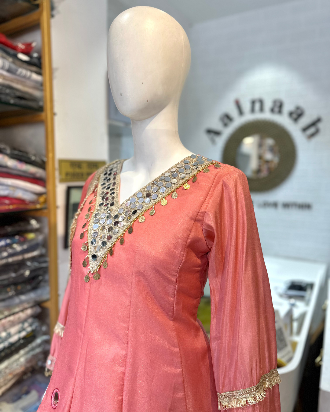 Gajri Semi Patiala Mirror Suit