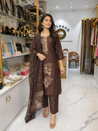 Plus Size Brown Party Wear Suit