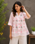 Imported Fabric Western Top With Embroidery