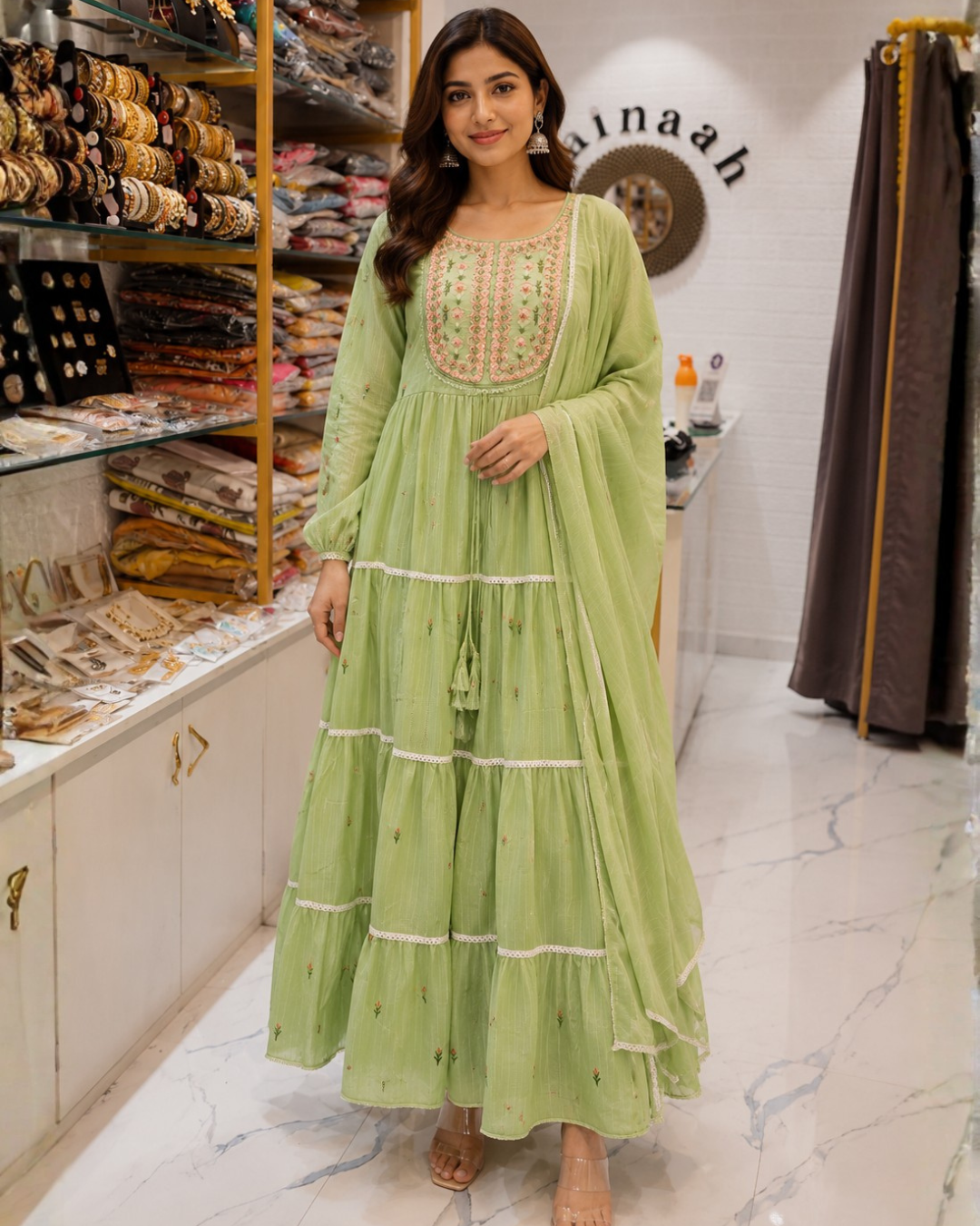 Lurex Cotton Anarkali Suit