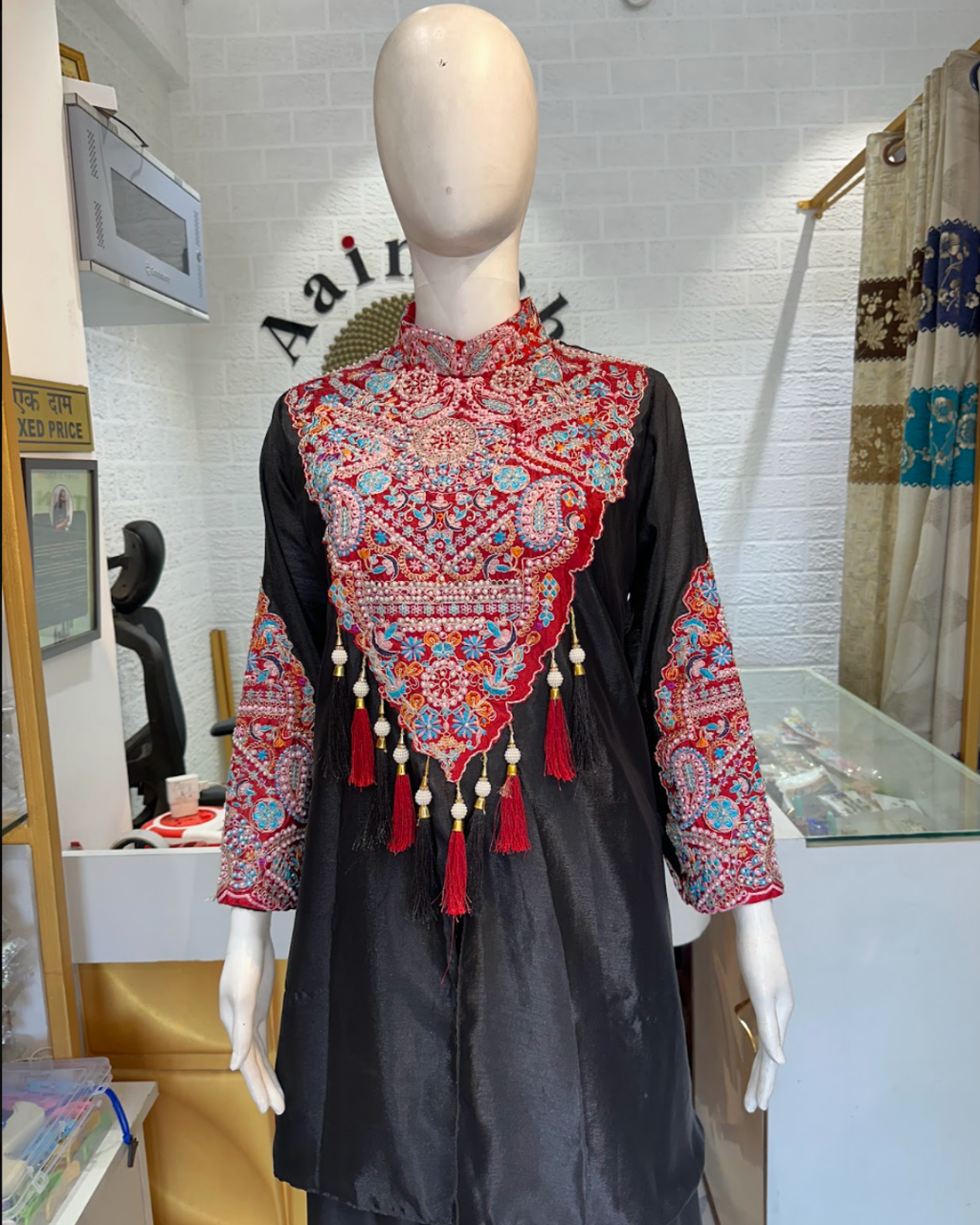 Black Patch Work Heavily Embroidered