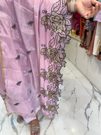 Butter Crepe Cut Work Suit