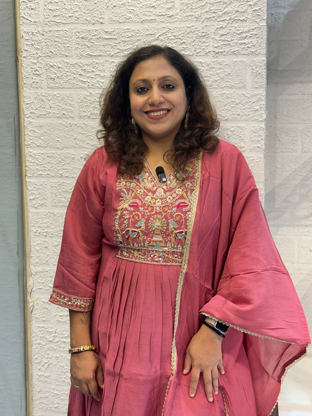 Handwork Chanderi Silk Pink Suit