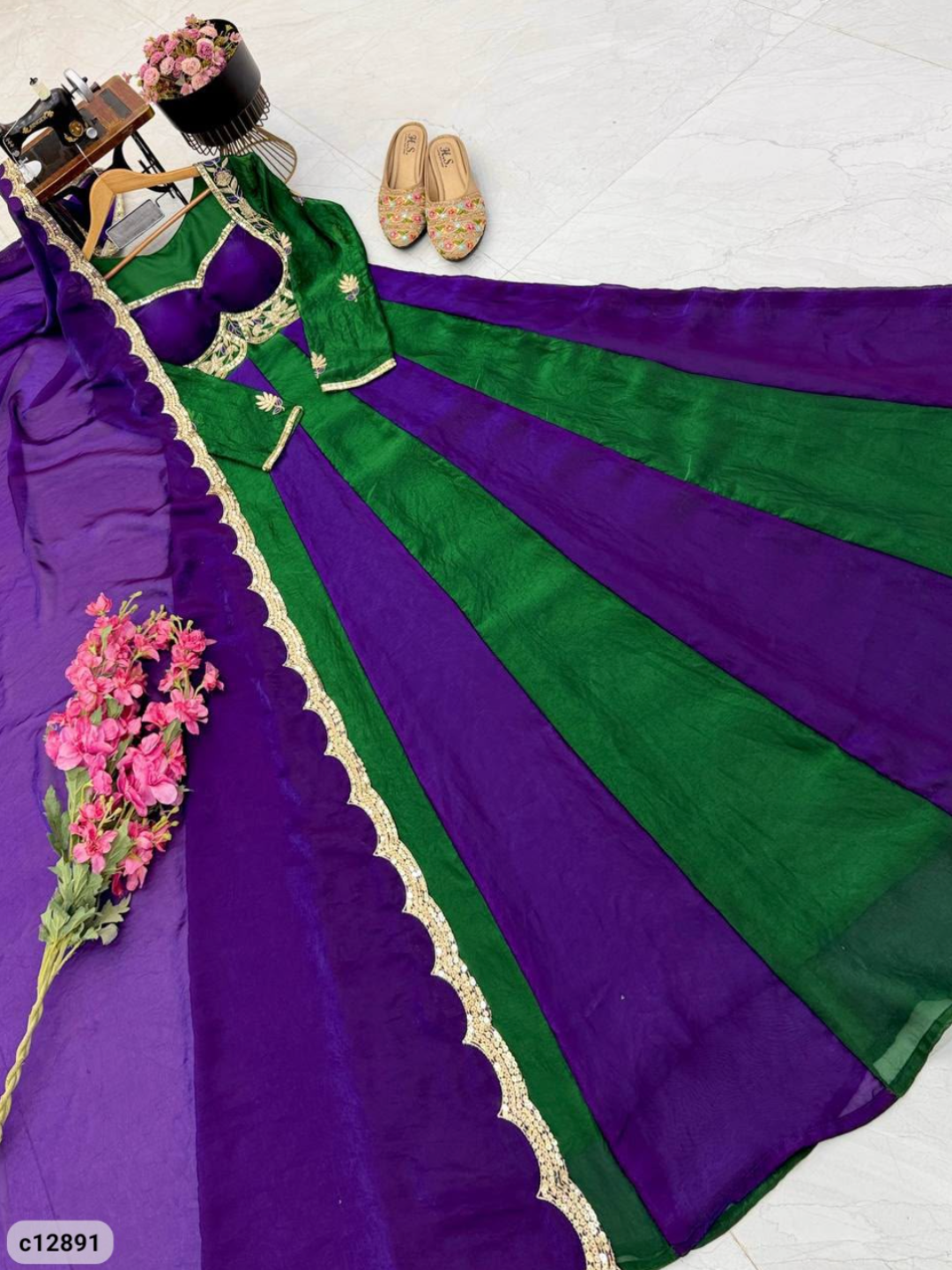 Designer Party Gown & Dupatta Set