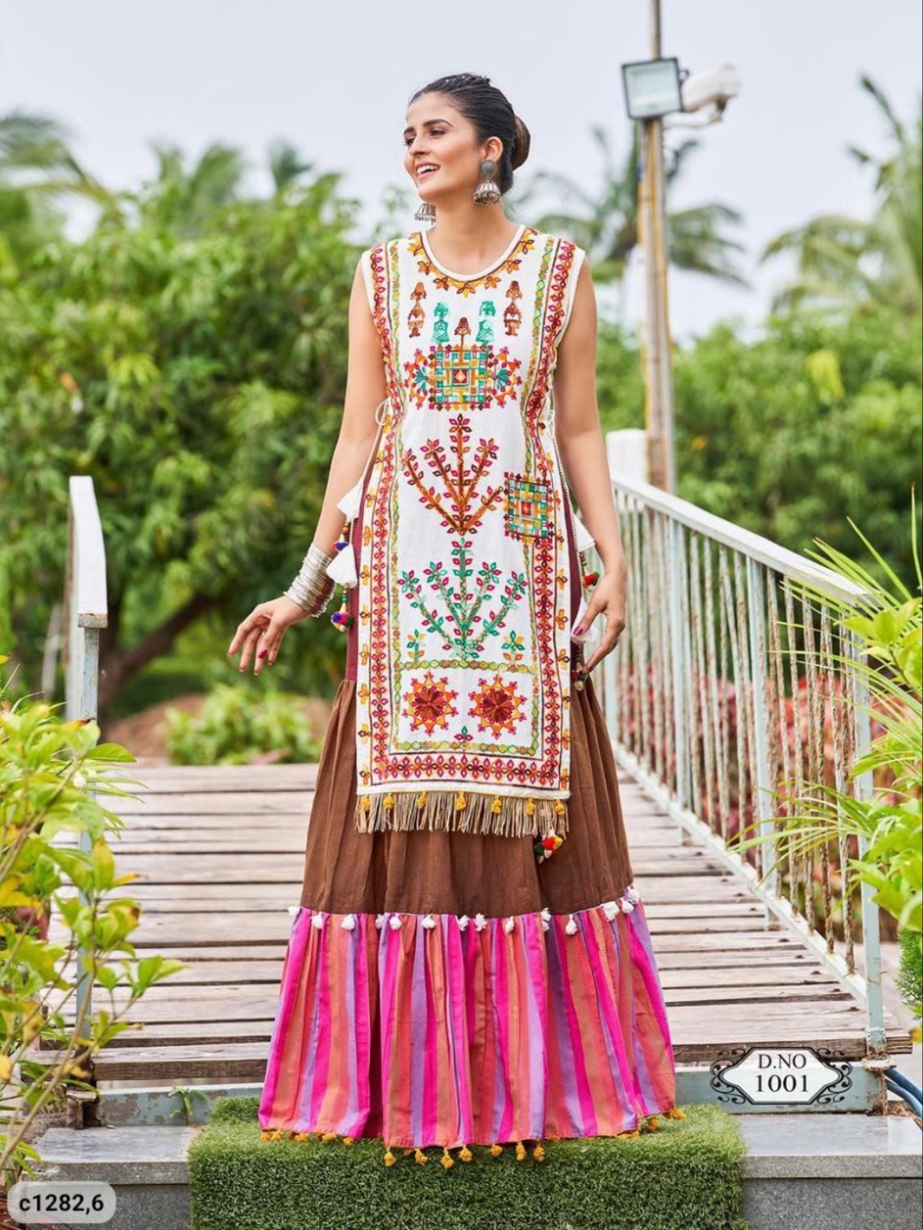 Navratri Colourful Skirt Paired With Embroidery Panel