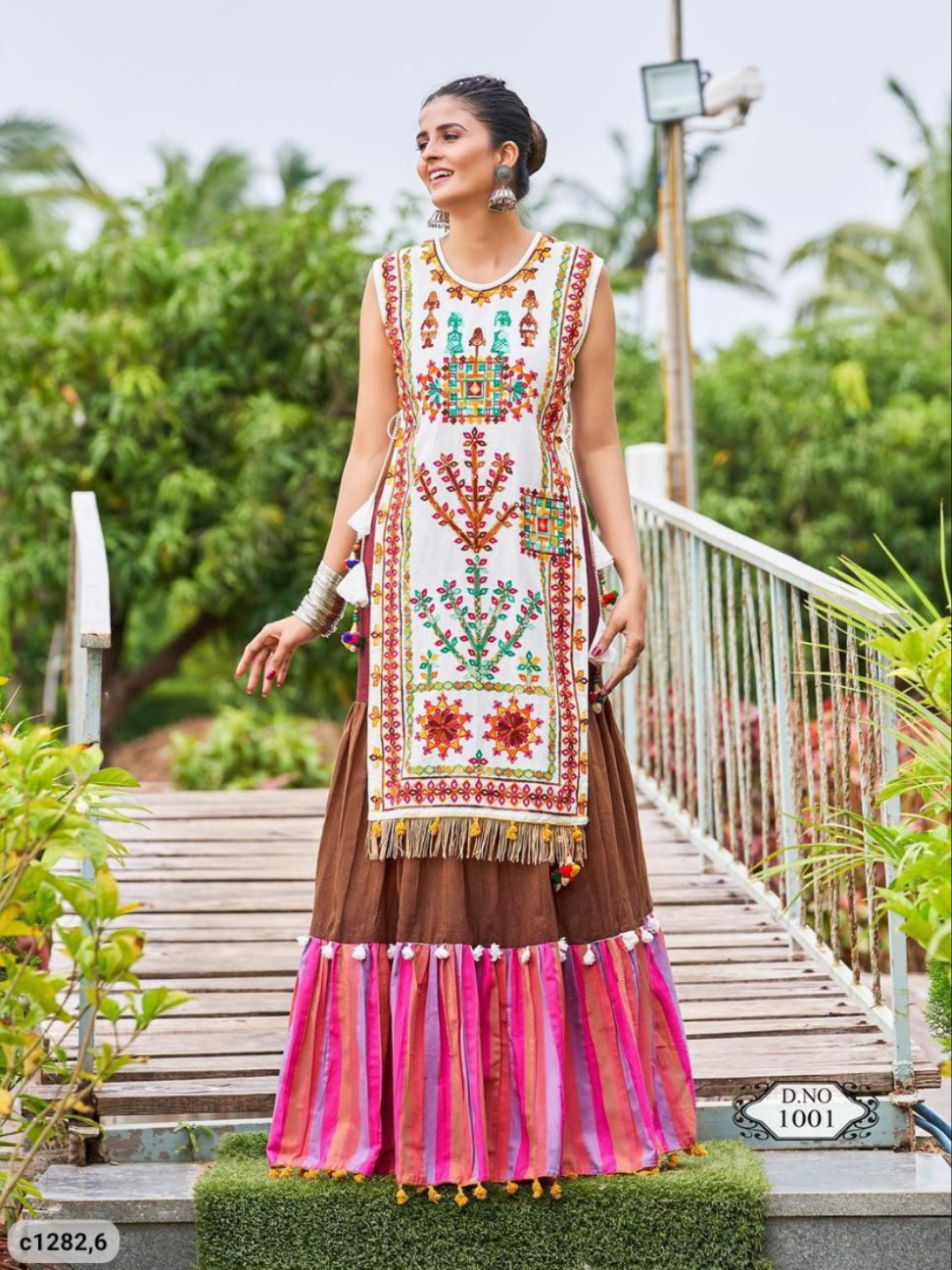 Navratri Colourful Skirt Paired With Embroidery Panel