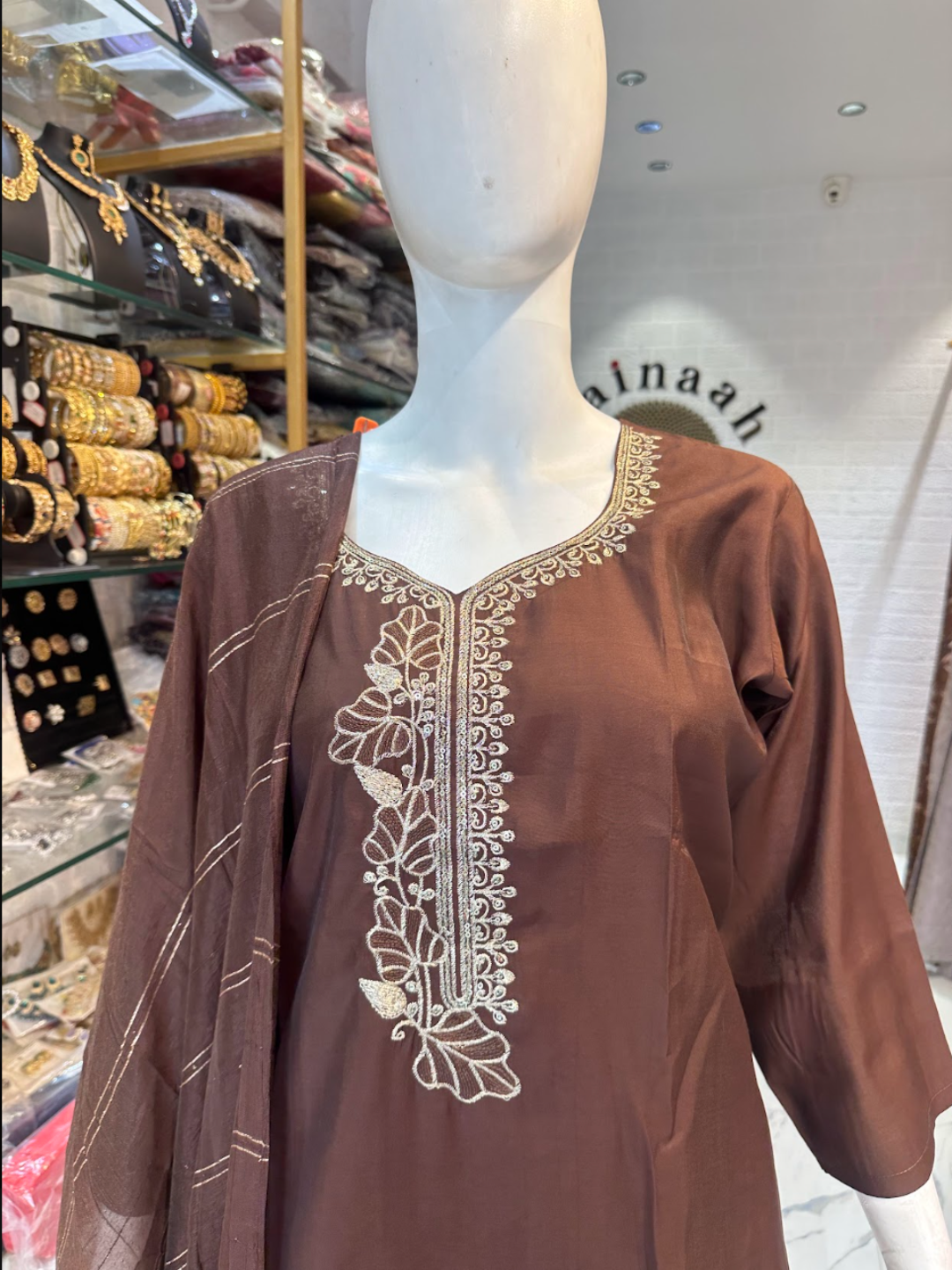 Plus Size Brown Party Wear Suit