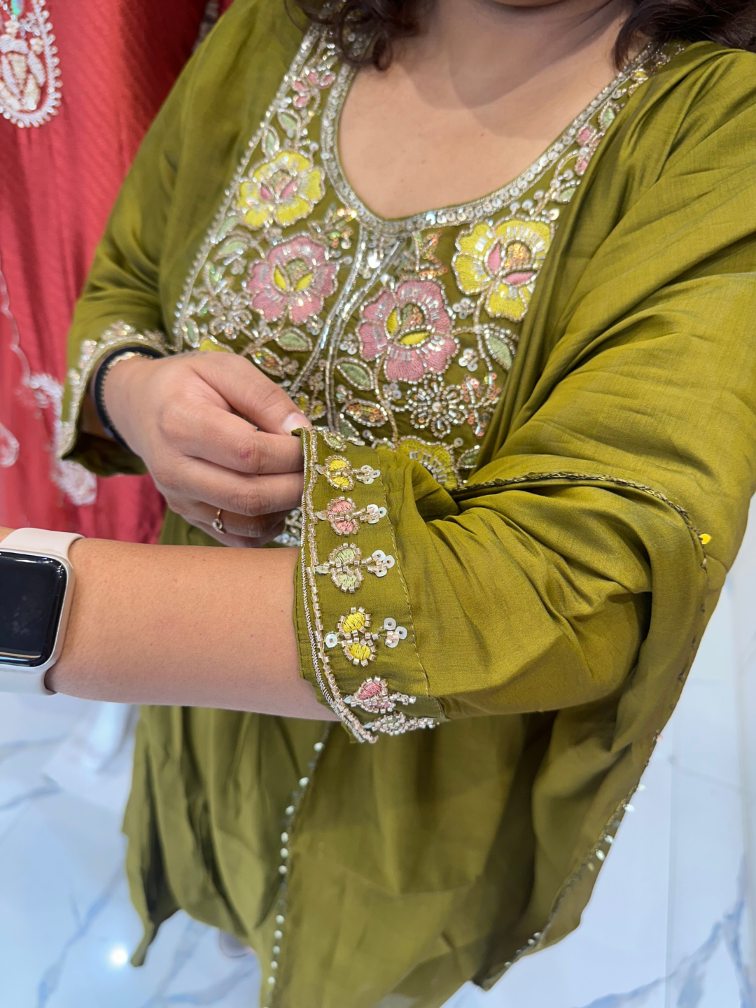 Handwork Chanderi Silk Suit