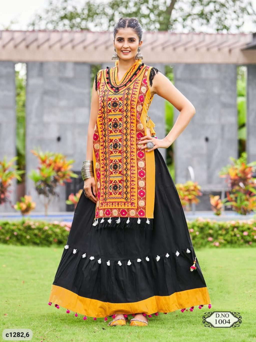 Navratri Colourful Skirt Paired With Embroidery Panel