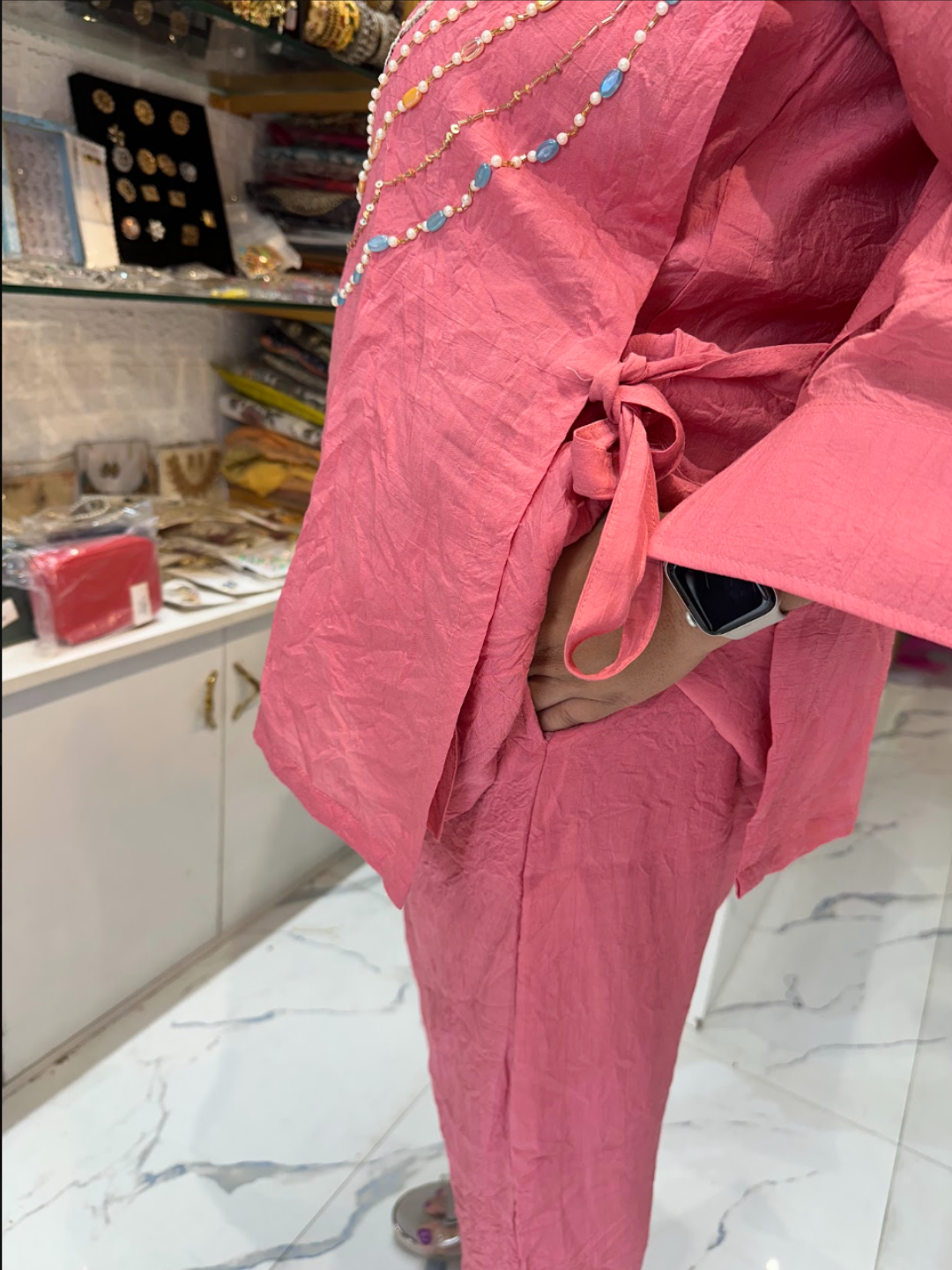 Bohmein Jewel Co-ord Set- Pink Color