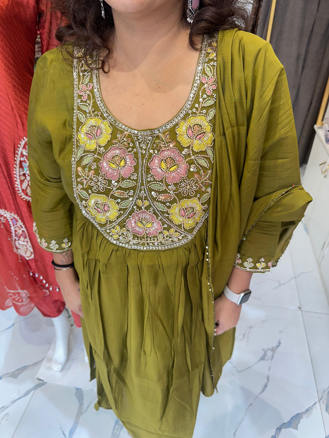 Handwork Chanderi Silk Suit
