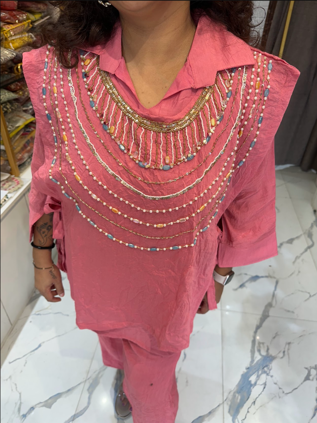 Bohmein Jewel Co-ord Set- Pink Color