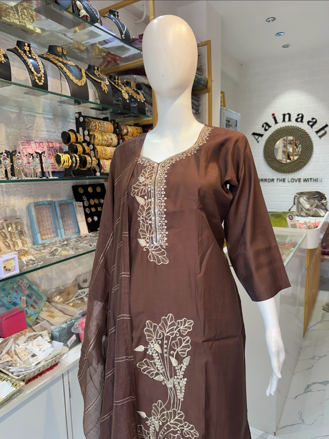Plus Size Brown Party Wear Suit