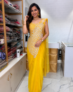 Ready to wear Deisgner Saree Yellow