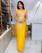Ready to wear Deisgner Saree Yellow