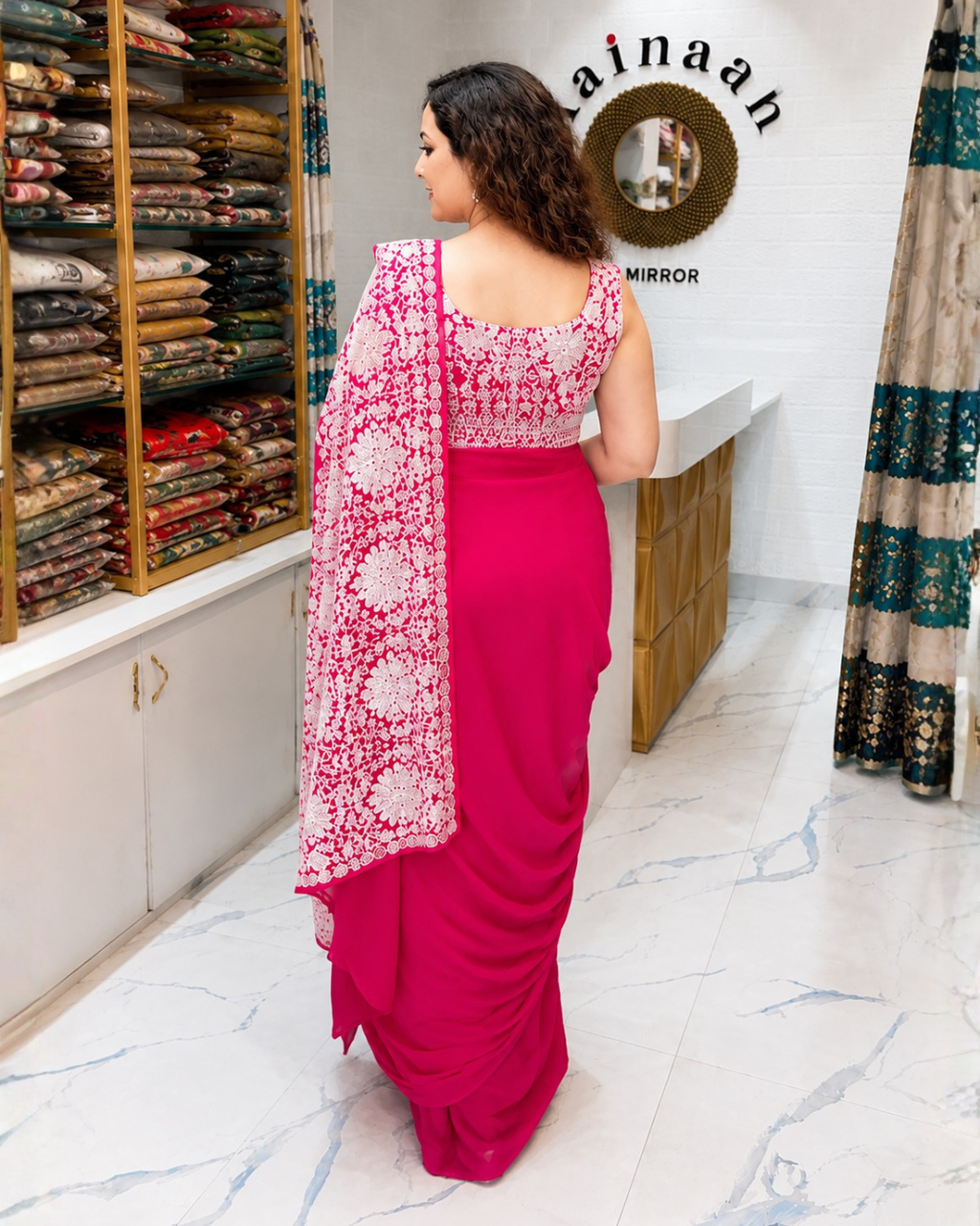 Ready to Wear Designer Saree Pink