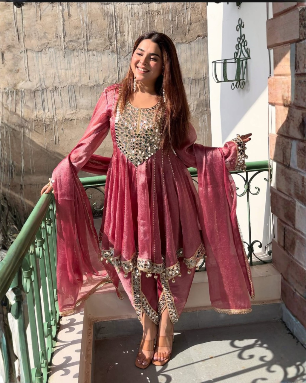Pink Dhotistyle Suit