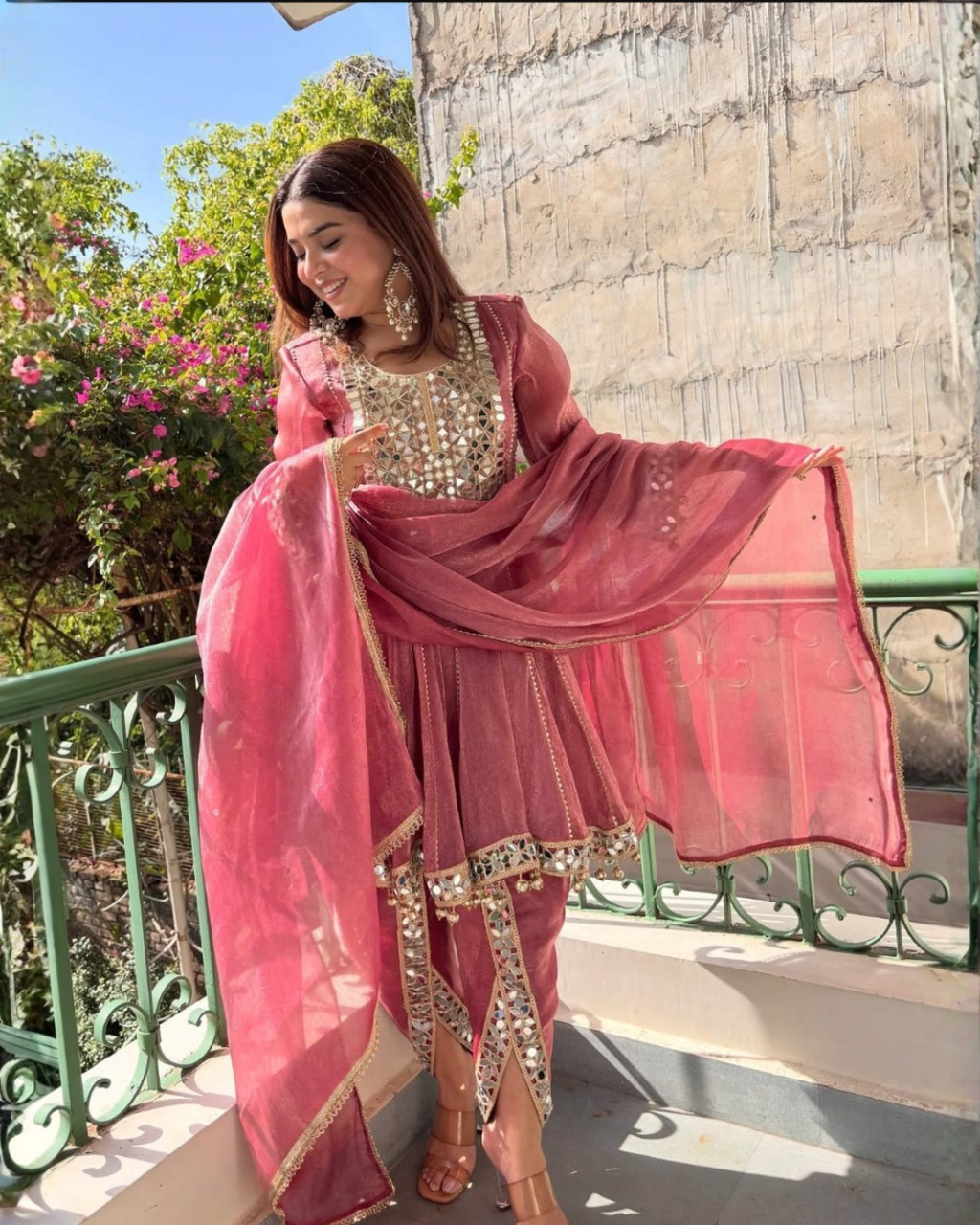 Pink Dhotistyle Suit