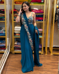 New Super Trending Embroidery cording work ready to wear saree with full Koti