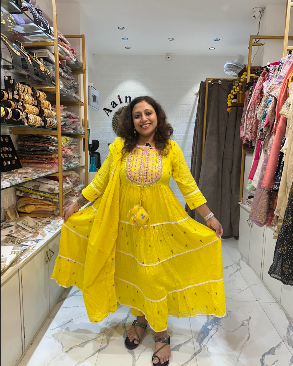 Lurex Cotton Anarkali Suit