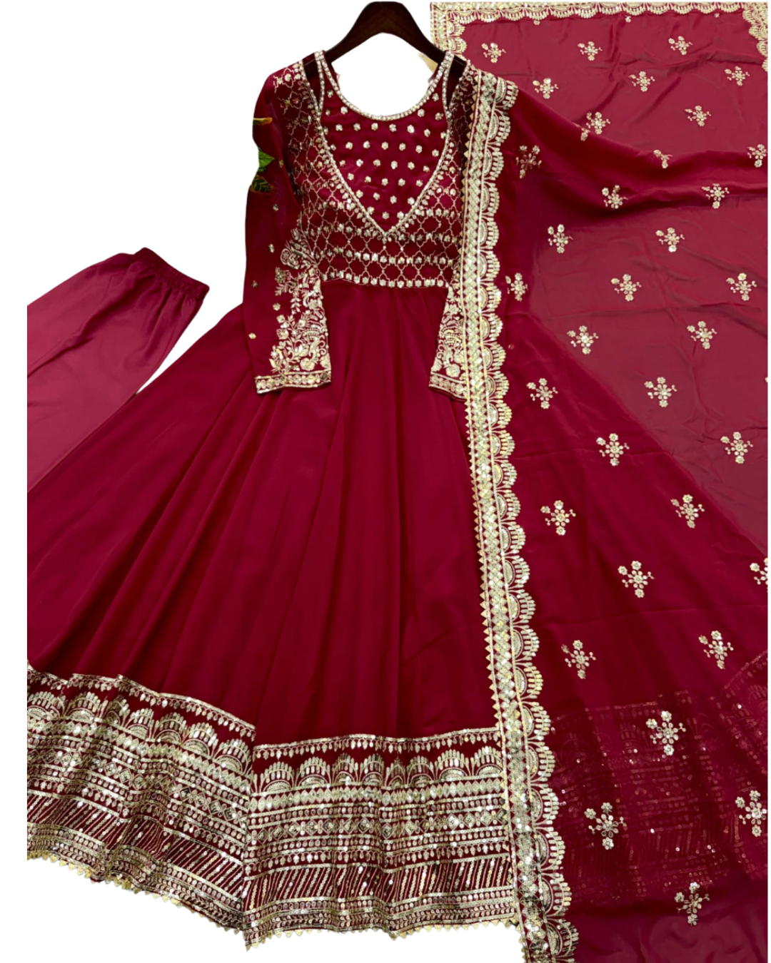 Exclusive Trending Designer Gown with Heavy Sequence Embroidery Work Dupatta